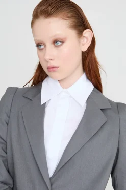 Blazer over in tela - Grigio