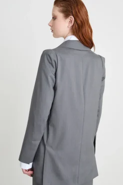 Blazer over in tela - Grigio