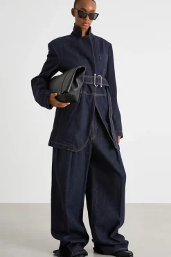 Blazer oversize con cintura - Blu Notte