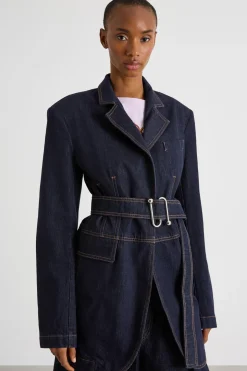 Blazer oversize con cintura - Blu Notte