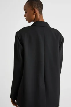 Blazer oversize con rever a lancia - Nero