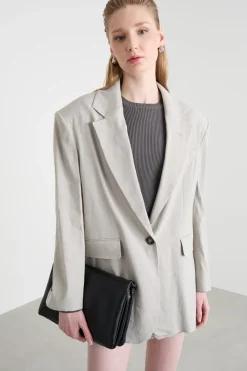 Blazer oversize con spilla - Beige