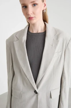 Blazer oversize con spilla - Beige