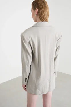 Blazer oversize con spilla - Beige