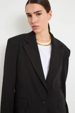 Blazer oversize con spilla - Nero