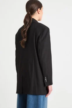Blazer oversize con spilla - Nero