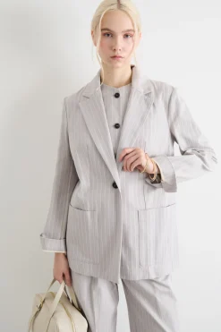 Blazer oversize gessato - Grigio