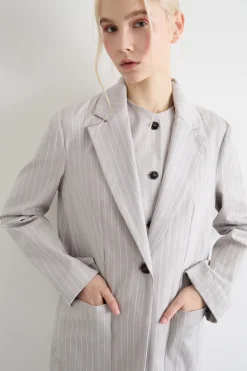 Blazer oversize gessato - Grigio