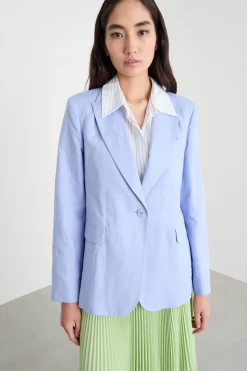Blazer sfiancato con bottone singolo - Azzurro