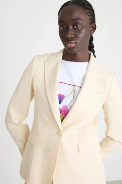 Blazer sfiancato con bottone singolo - Beige