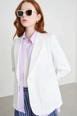 Blazer sfiancato con bottone singolo - Bianco