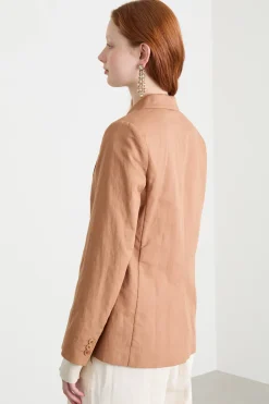 Blazer sfiancato con bottone singolo - Cammello