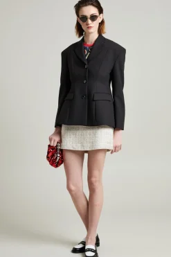 Blazer sfiancato con spalline - Nero