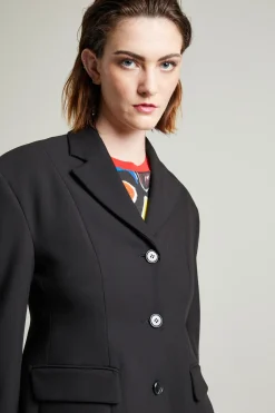 Blazer sfiancato con spalline - Nero