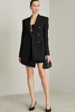 Blazer sfiancato con spalline - Nero