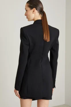 Blazer sfiancato con spalline - Nero