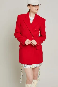Blazer sfiancato con spalline - Rosso Fuoco