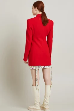 Blazer sfiancato con spalline - Rosso Fuoco