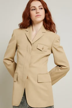 Blazer sfiancato con taschino - Beige