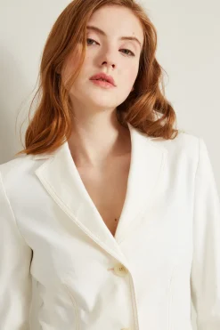 Blazer sfiancato effetto denim - Bianco