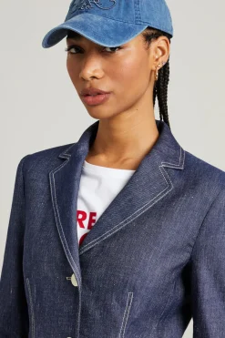 Blazer sfiancato effetto denim - Blu Denim