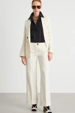 Blazer sfiancato gessato - Bianco