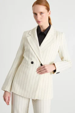 Blazer sfiancato gessato - Bianco