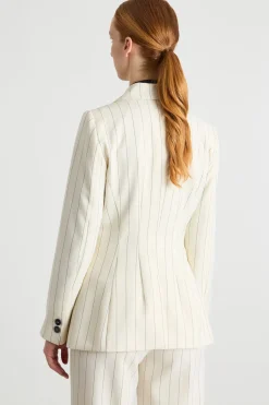 Blazer sfiancato gessato - Bianco