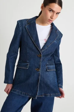 Blazer sfiancato in jeans - Blu
