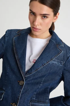 Blazer sfiancato in jeans - Blu