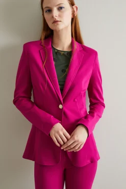 Blazer sfiancato in jersey - Fucsia