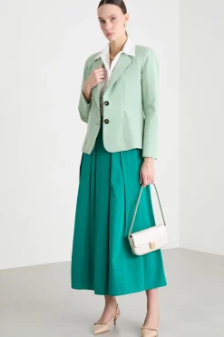 Blazer sfiancato in taffetà - Verde