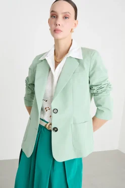 Blazer sfiancato in taffetà - Verde