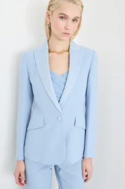 Blazer slim fit con strass - Azzurro