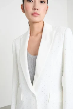Blazer slim fit con strass - Bianco