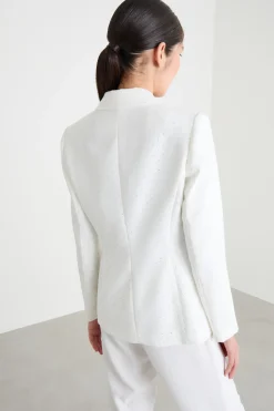 Blazer slim fit con strass - Bianco