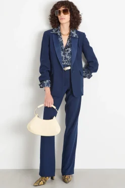 Blazer slim fit con strass - Blu