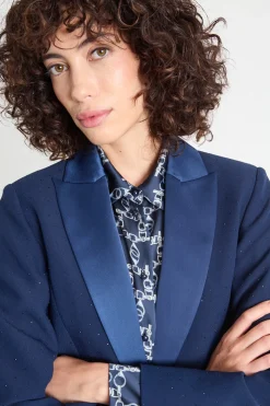 Blazer slim fit con strass - Blu