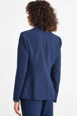 Blazer slim fit con strass - Blu