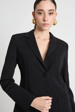 Blazer slim in jersey compatto - Nero