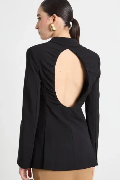 Blazer slim in jersey compatto - Nero