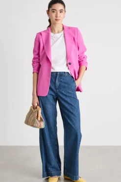 Blazer slim in raso opaco - Fuxia