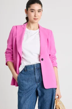 Blazer slim in raso opaco - Fuxia