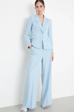 Blazer slim in tela - Azzurro