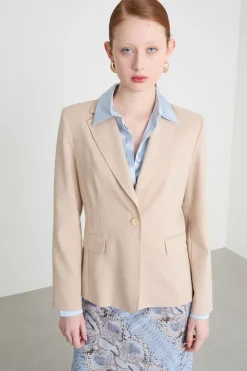 Blazer slim in tela - Cammello