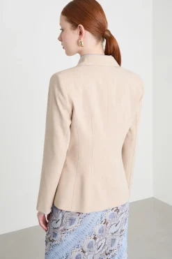 Blazer slim in tela - Cammello