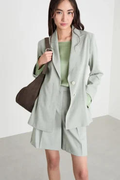 Blazer slim in tela chiné - Verde