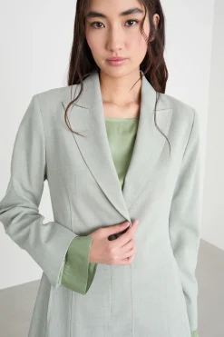 Blazer slim in tela chiné - Verde