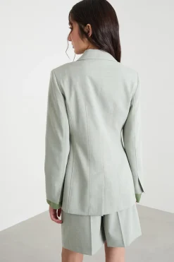 Blazer slim in tela chiné - Verde