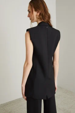 Blazer smanicato in lana - Nero